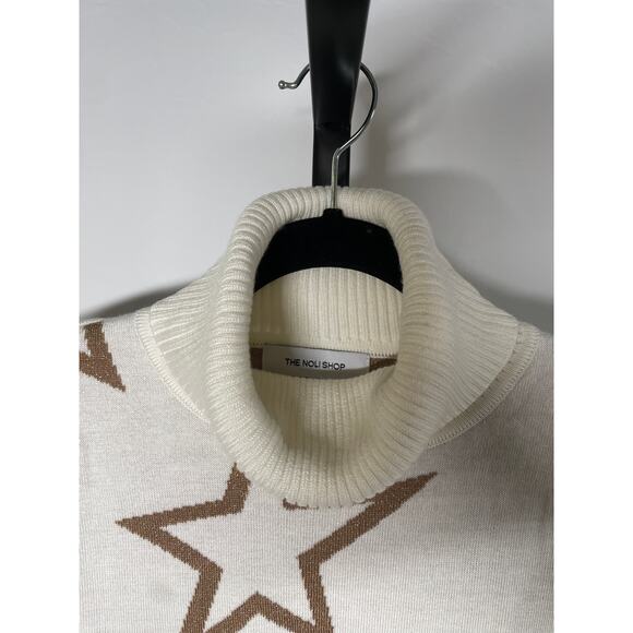 NWT THE NOLI SHOP Astra Star Sweater Cream Gold S Turtleneck Lightweight Knit - Picture 5 of 10